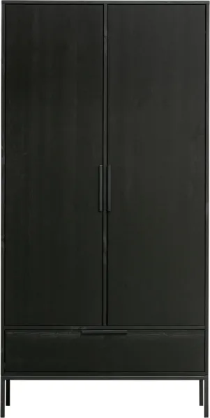 Adam, Highboard, To-dørs, sort, H200x53x100 cm, fyrretræ