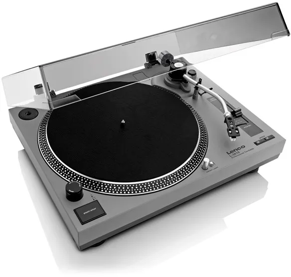 Lenco L-3810GY - Direct-drive Record Player with USB/PC encoding - Grey - Pladespiller Grå